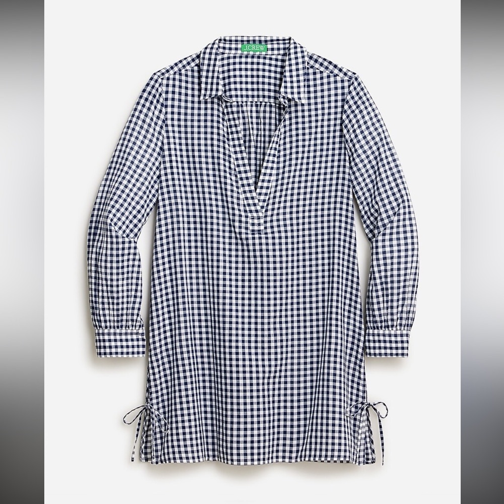 J. Crew Cotton voile tunic cover-up in gingham